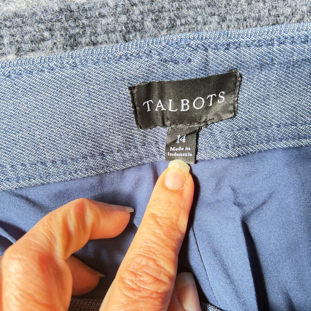 Talbots Wide-leg Trousers Heathered Blue Lined Size 14 - Picture 5 of 10